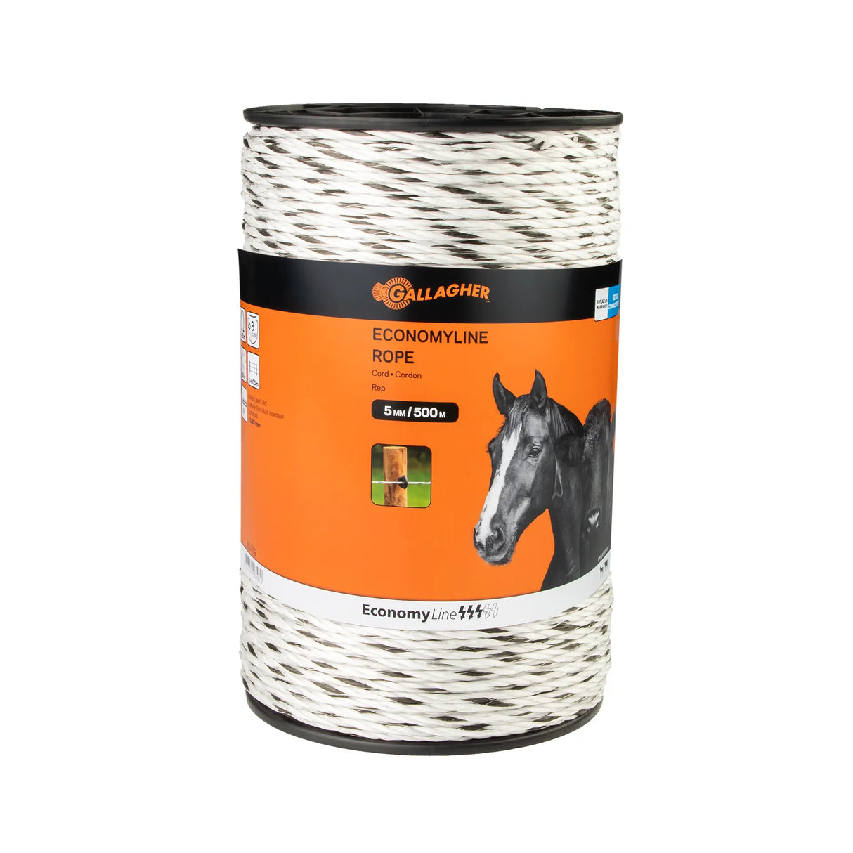 Gallagher EconomyLine Cord White 500m - Excellent Conductivity