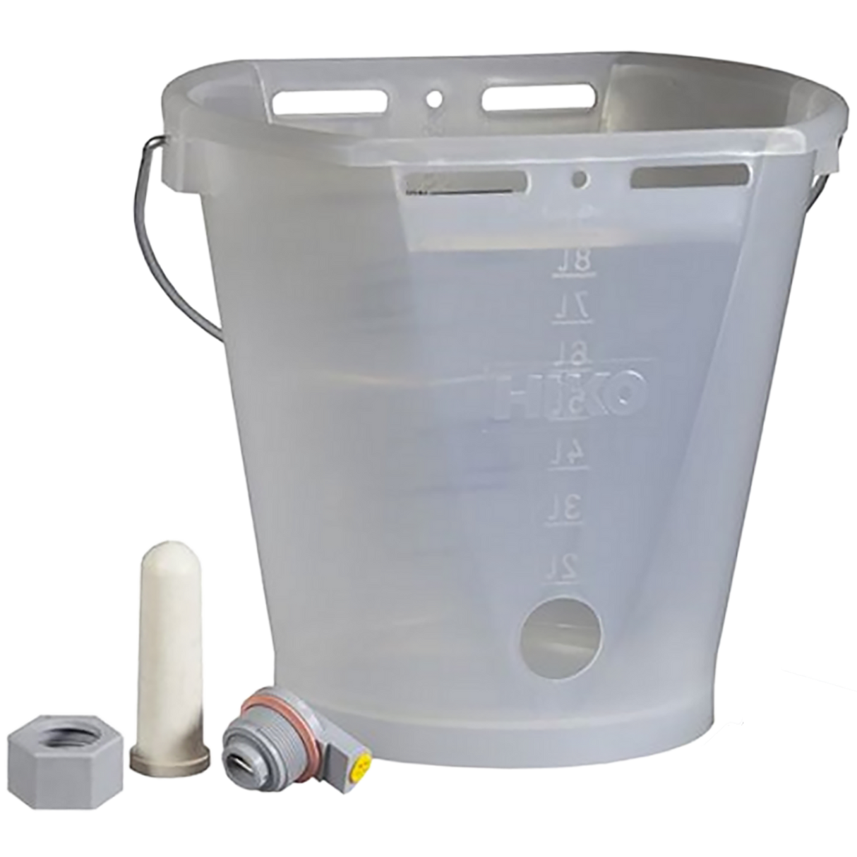 Transparent calf teat bucket Hiko