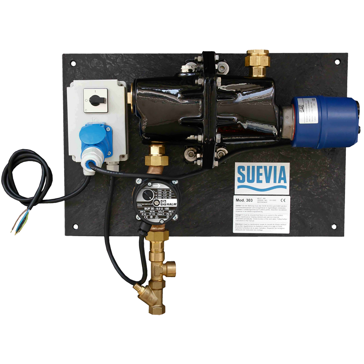 Unità di circolazione acqua calda Modello 303, 230 V, 3000 W, pompa 93 W Suevia