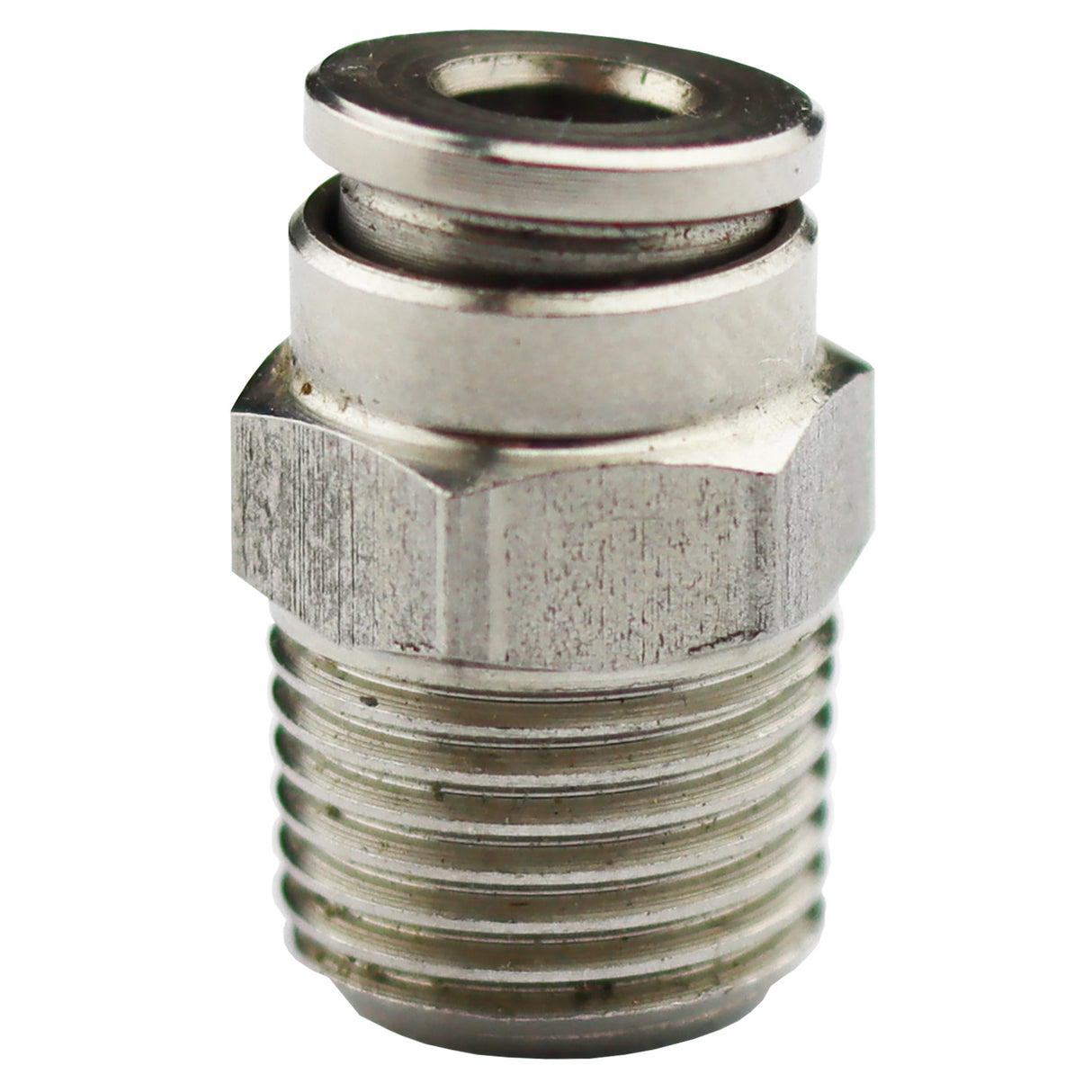 Compressed air fitting stainless steel straight push in fitting with hexagon R 1/8" x 4