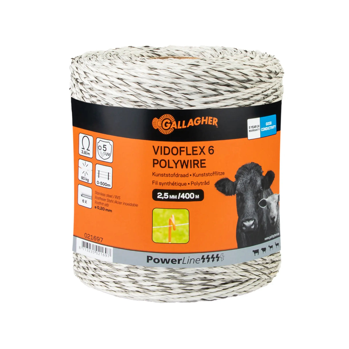 Gallagher Vidoflex 6 PowerLine - Sterke Geleiding 400m