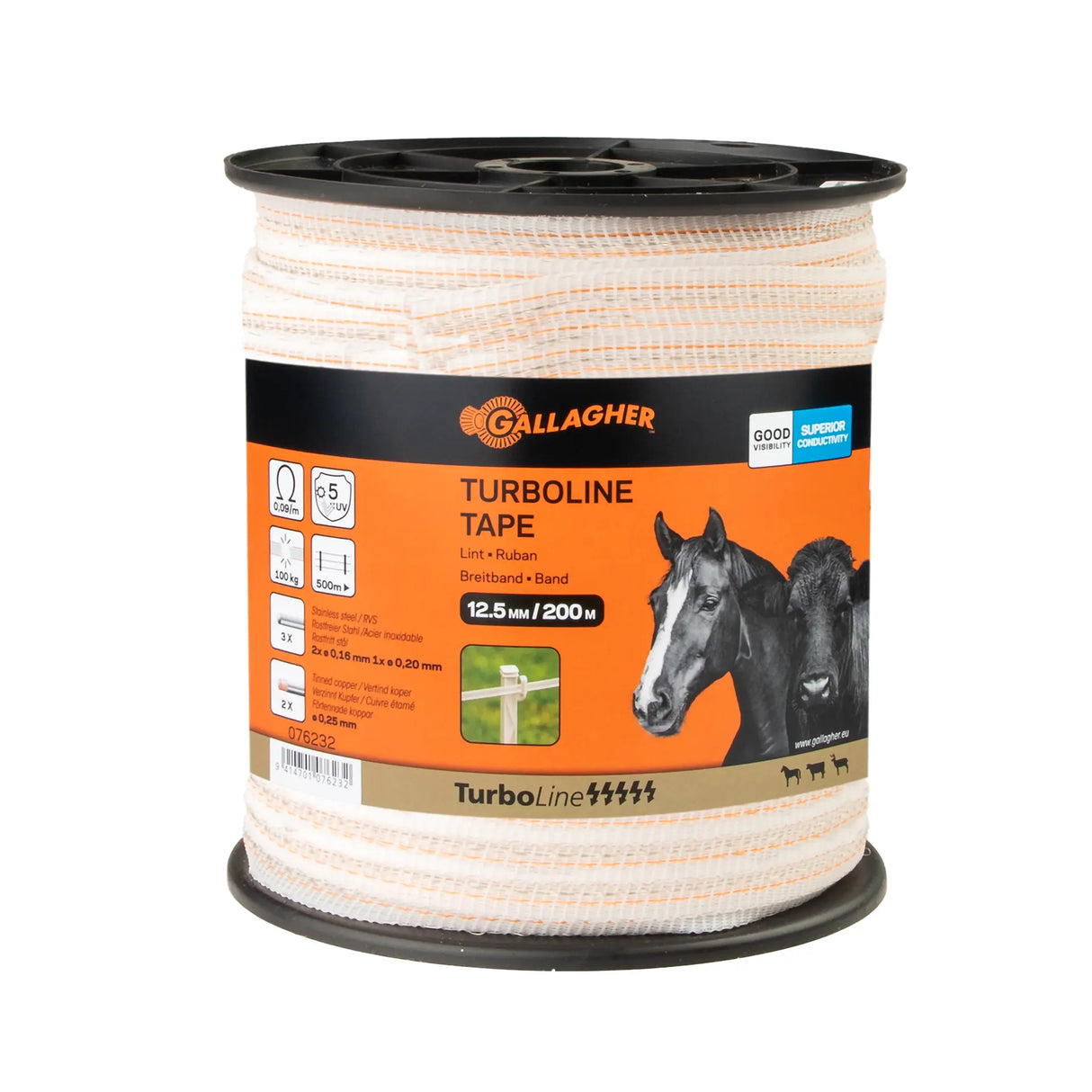 Gallagher TurboLine Lint 12,5mm Wit - 200m Efficiënt