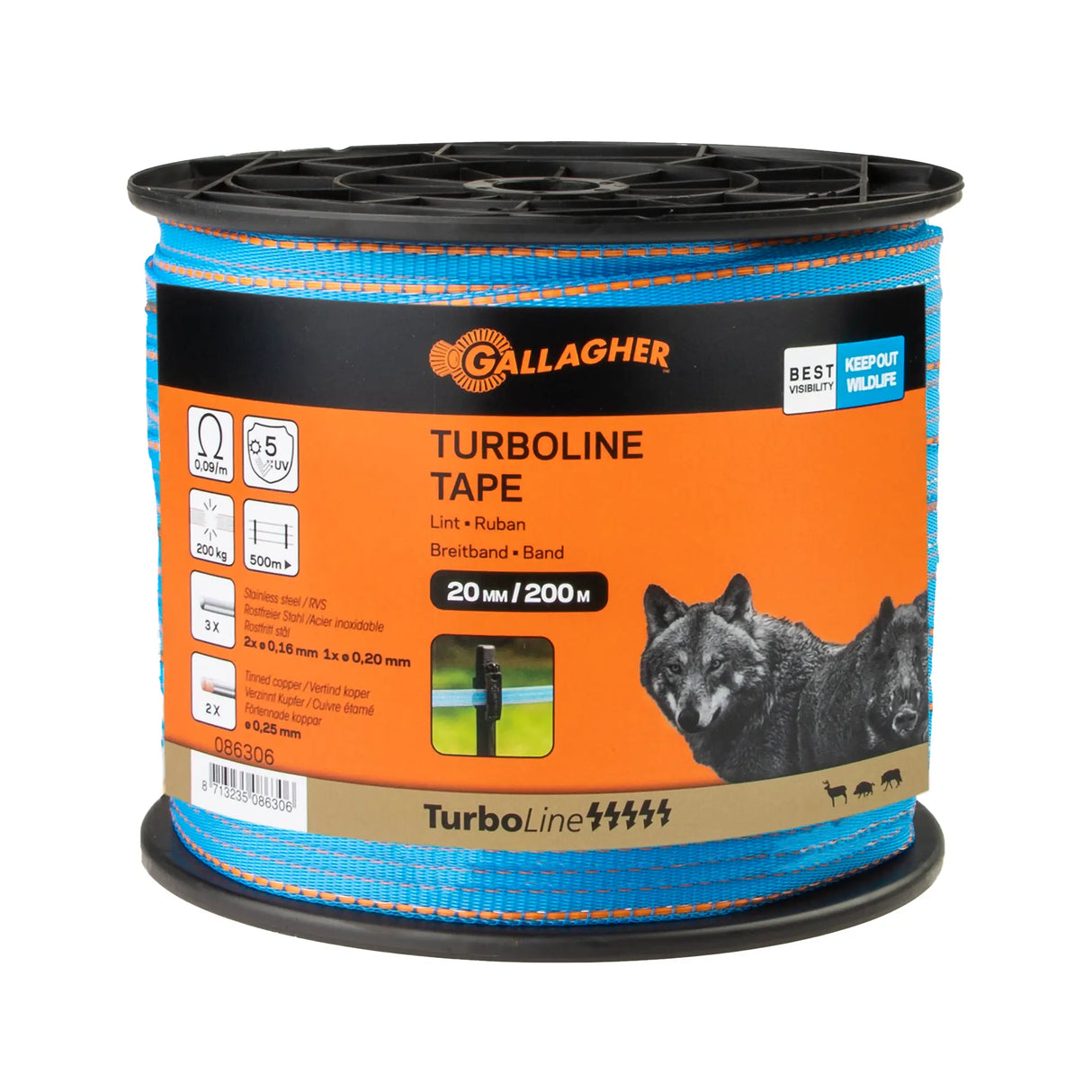 Gallagher TurboLine Lint 20mm Blauw - 200m Duurzaam