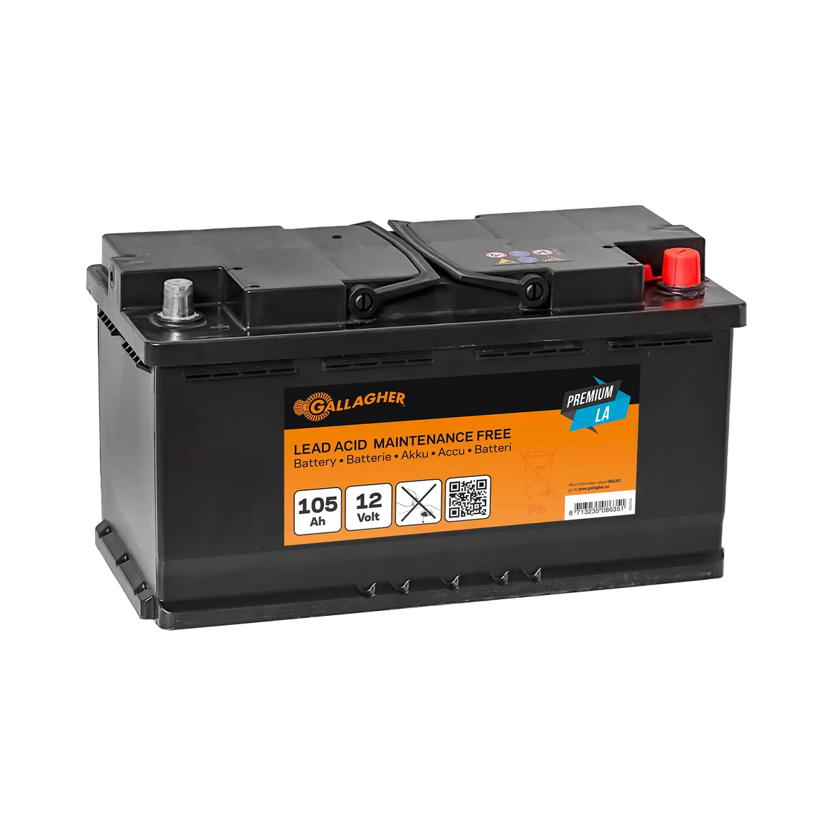 Gallagher Battery 12V/105Ah Premium LA - Sustainable 
