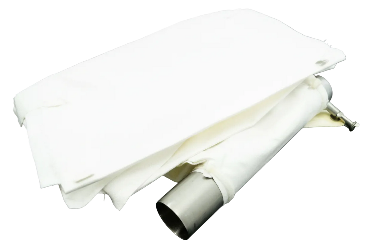 Milk powder bag with transport tube and rails