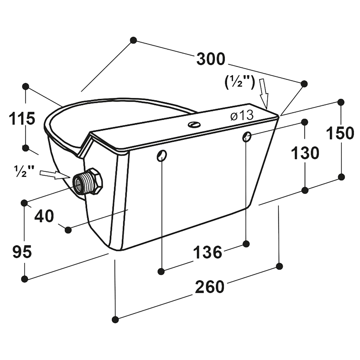 Drinking trough Model 130P with float
