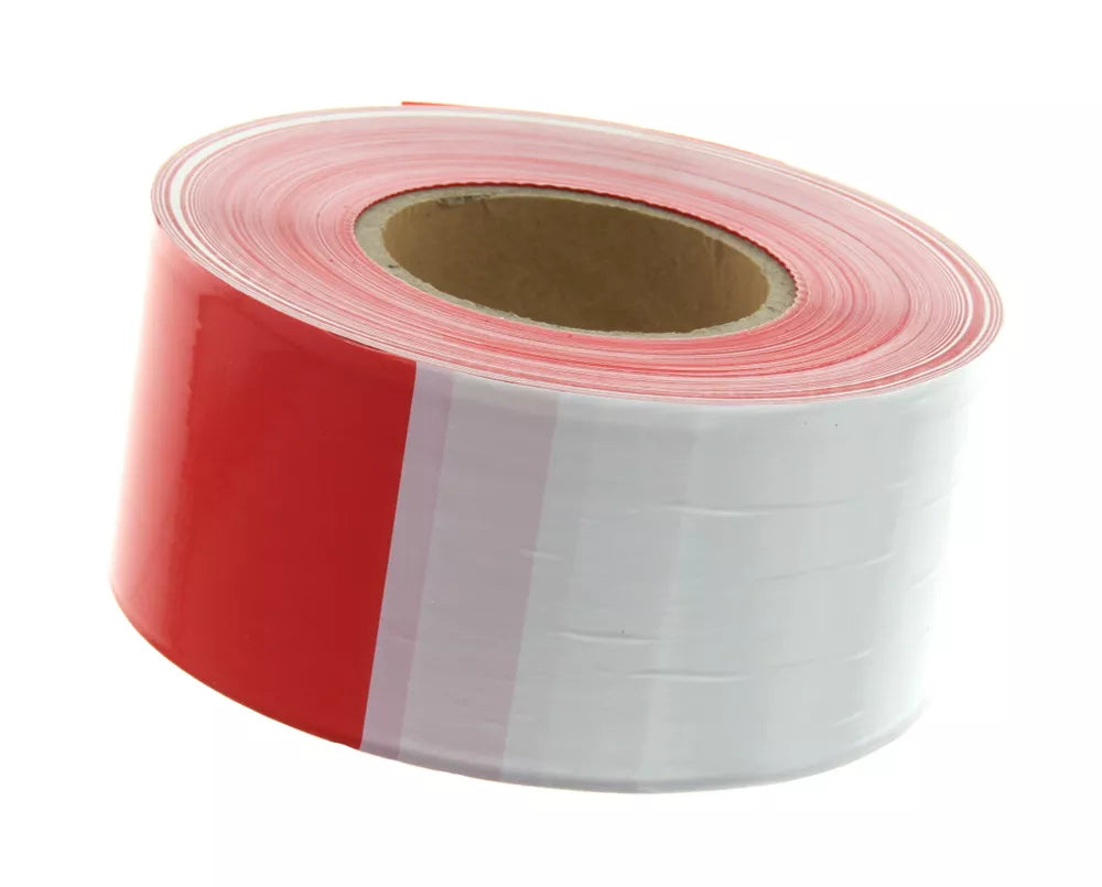 Afzetlint Rood/Wit 8cm 500m
