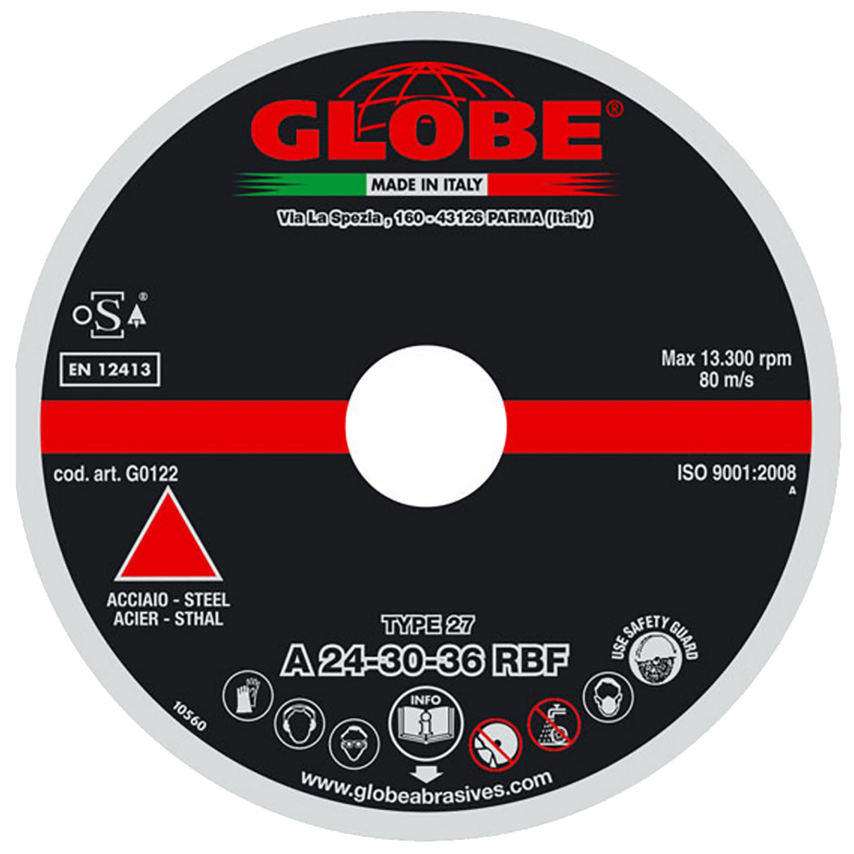 Globe G0123 Grinding disc 125×6.5x 22.2mm Iron/Steel