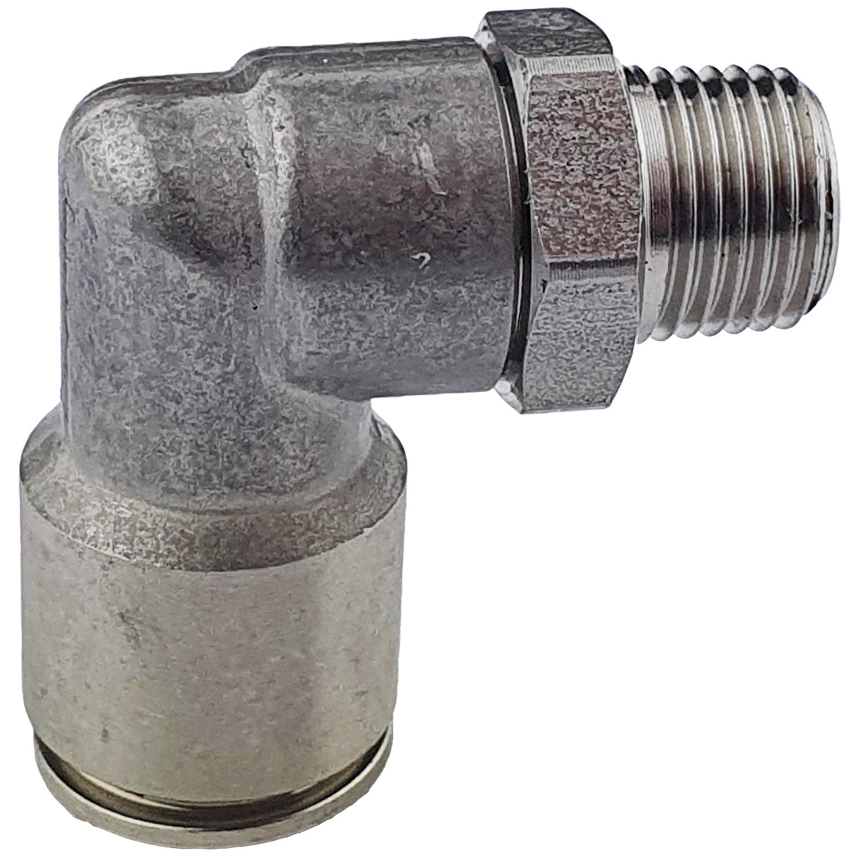 Compressed air fitting stainless steel L Push-In (Adjustable) 8 x 1/8"